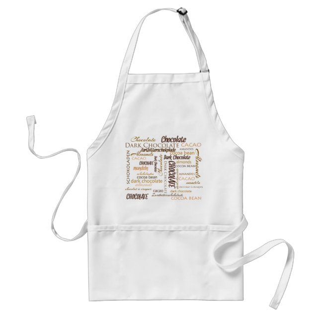 Chocolate, Almonds and Dark Chocolate Text Design Adult Apron (Front)
