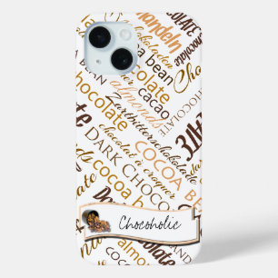 Chocolate, Almonds and Dark Chocolate Text Design iPhone 15 Case