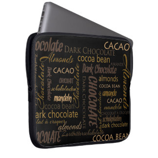 Chocolate, Almonds and Dark Chocolate Text Design Laptop Sleeve