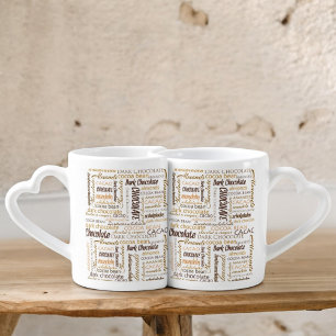 Chocolate, Almonds and Dark Chocolate Word Cloud Coffee Mug Set