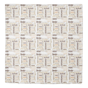 Chocolate, Almonds and Dark Chocolate Word Cloud Duvet Cover