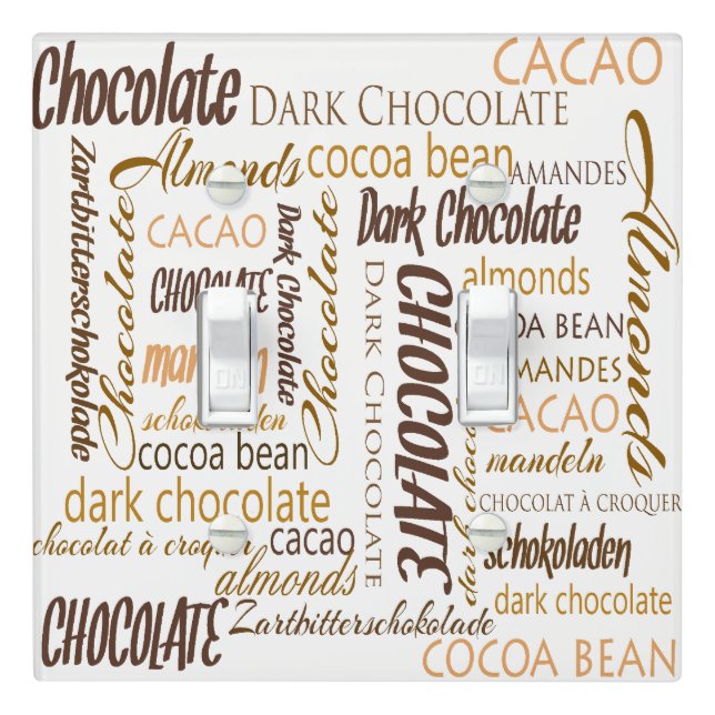 Chocolate, Almonds and Dark Chocolate Word Cloud Light Switch Cover (In Situ)