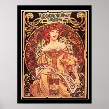 Chocolate Amatller Vintage Poster Alphons Mucha by vintagestore at Zazzle