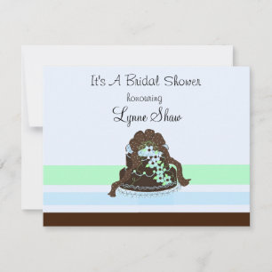 Chocolate and Blue Bridal Shower Invitation