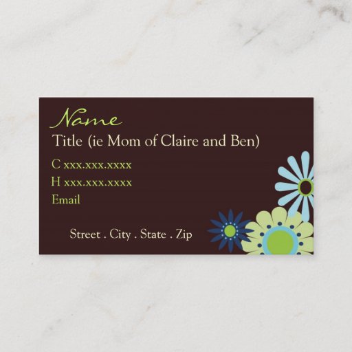 Customizable Chocolate and Blue Hip Mommy Card Business Card Templates