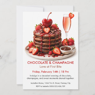 Chocolate and Champagne - Romantic Dessert Invitation
