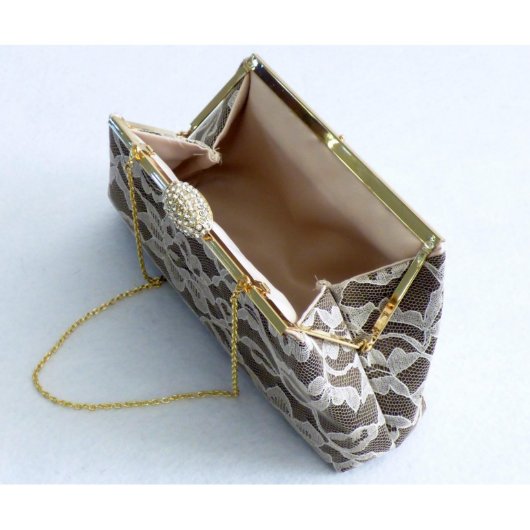 Chocolate And Champagne Wedding Clutch (Inside)