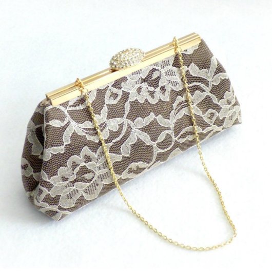 Chocolate And Champagne Wedding Clutch (Front)