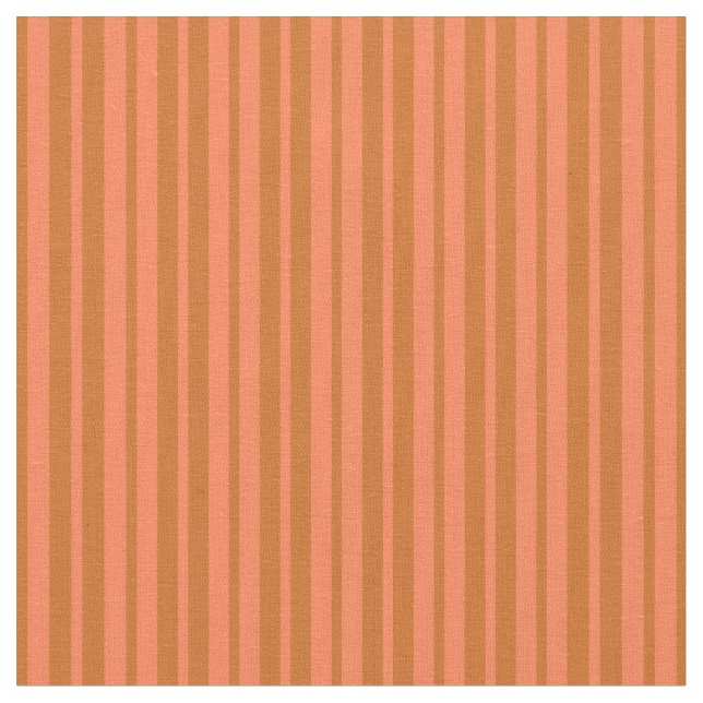 Chocolate and Coral Stripes Pattern Fabric (Close Up)