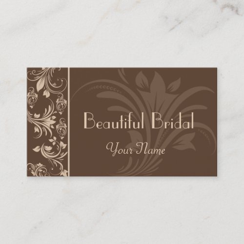 Chocolate and Cream Floral Scroll Business Card