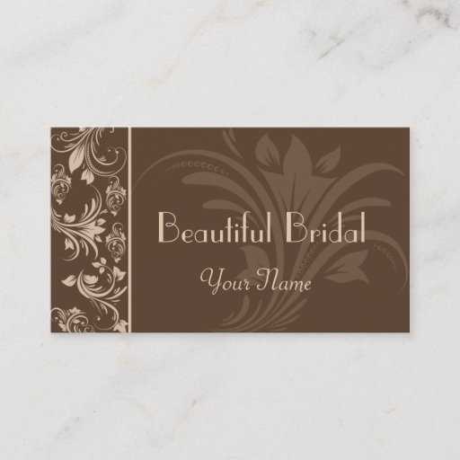 Customizable Chocolate and Cream Floral Scroll Business Card