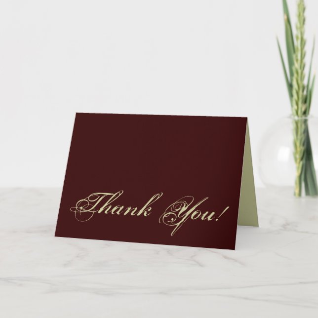 Chocolate And Green Monogram Thank You Note (Front)