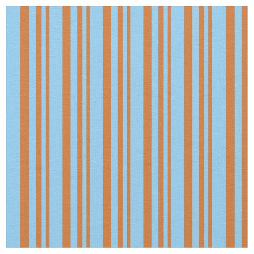 Chocolate and Light Sky Blue Pattern Fabric