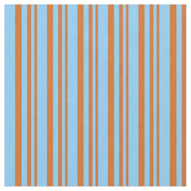 Chocolate and Light Sky Blue Pattern Fabric (Close Up)