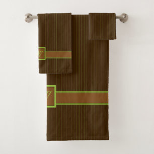 Chocolate and Lime Pinstripes Towel Set