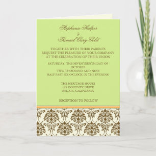 Chocolate and mint wedding invitation