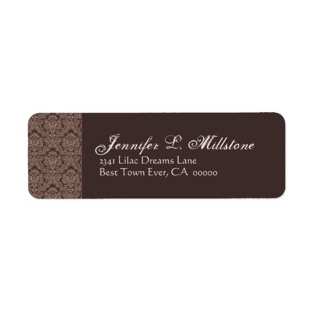 Chocolate and Mocha Damask Return Address Label (Front)