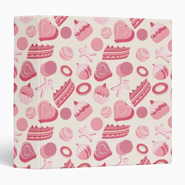 Chocolate and pastries pattern 2 3 ring binder (Front/Spine)