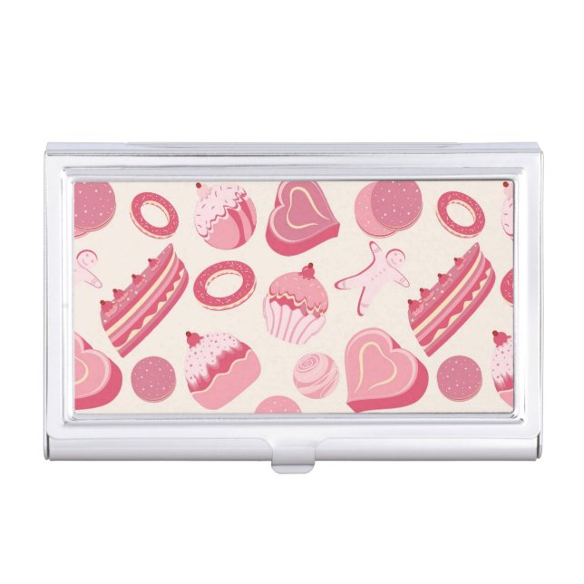 Chocolate and pastries pattern 2 business card holder (Front)