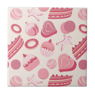 Chocolate and pastries pattern 2 ceramic tile