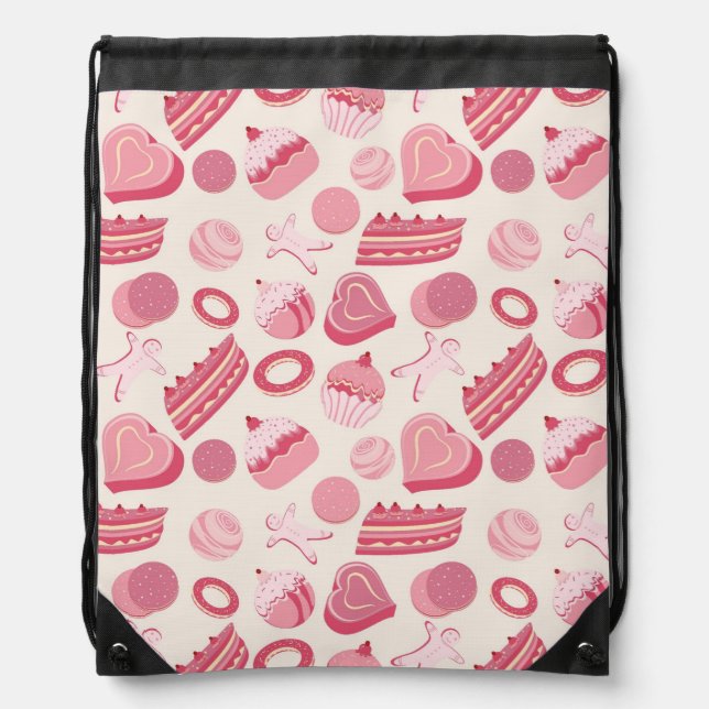 Chocolate and pastries pattern 2 drawstring bag (Front)