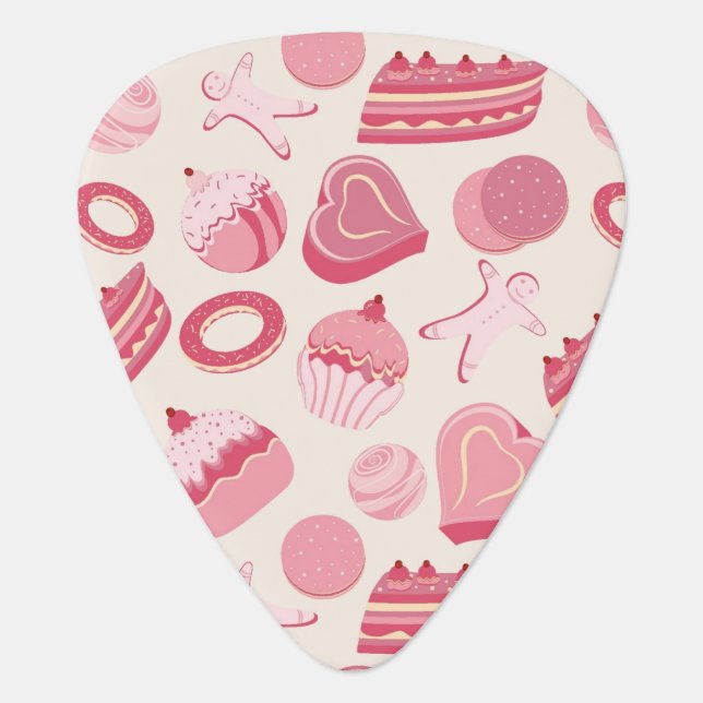 Chocolate and pastries pattern 2 guitar pick (Front)