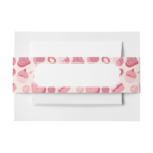 Chocolate and pastries pattern 2 invitation belly band (Front Example)