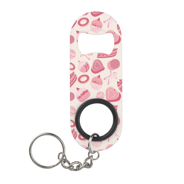 Chocolate and pastries pattern 2 keychain bottle opener (Front)