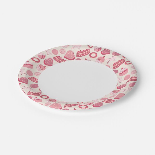 Chocolate and pastries pattern 2 paper plates (Angled)