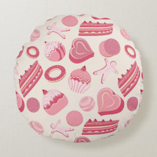 Chocolate and pastries pattern 2 round pillow