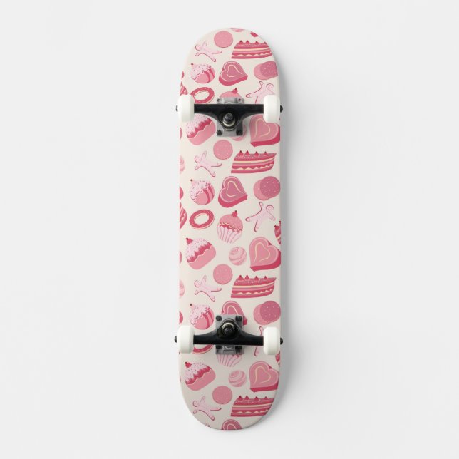 Chocolate and pastries pattern 2 skateboard deck (Front)