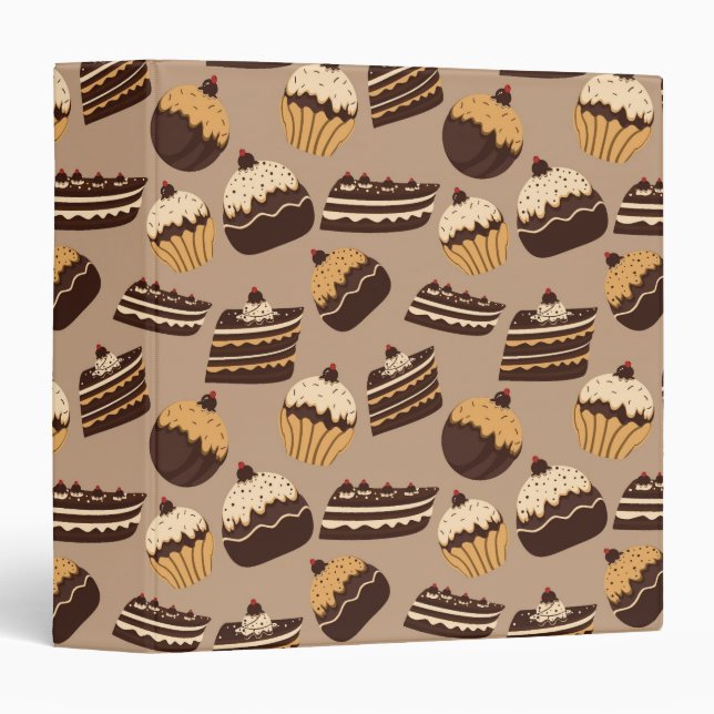 Chocolate and pastries pattern 3 3 ring binder (Front/Spine)