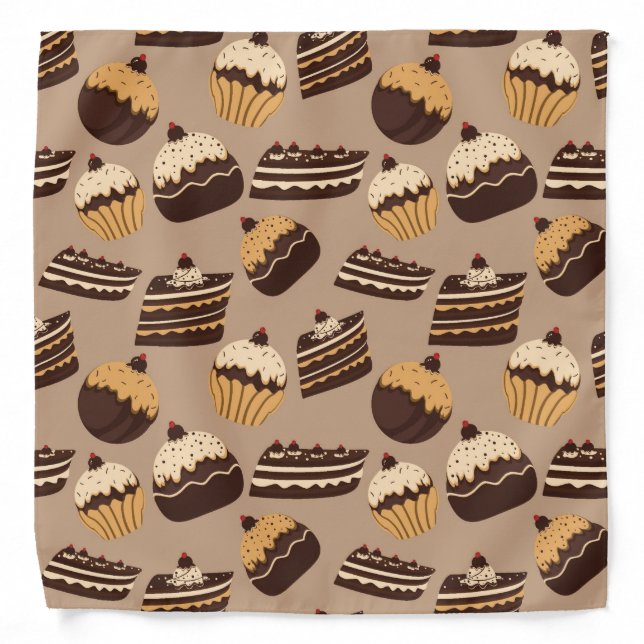 Chocolate and pastries pattern 3 bandana (Front)