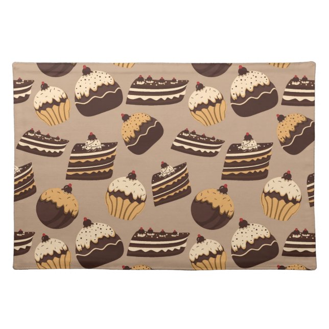 Chocolate and pastries pattern 3 cloth placemat (Front)