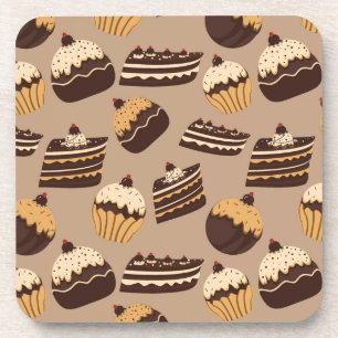 Chocolate and pastries pattern 3 drink coaster