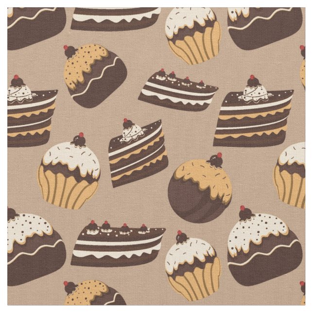 Chocolate and pastries pattern 3 fabric (Close Up)