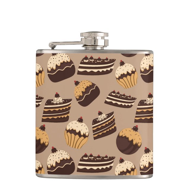 Chocolate and pastries pattern 3 flask (Front)