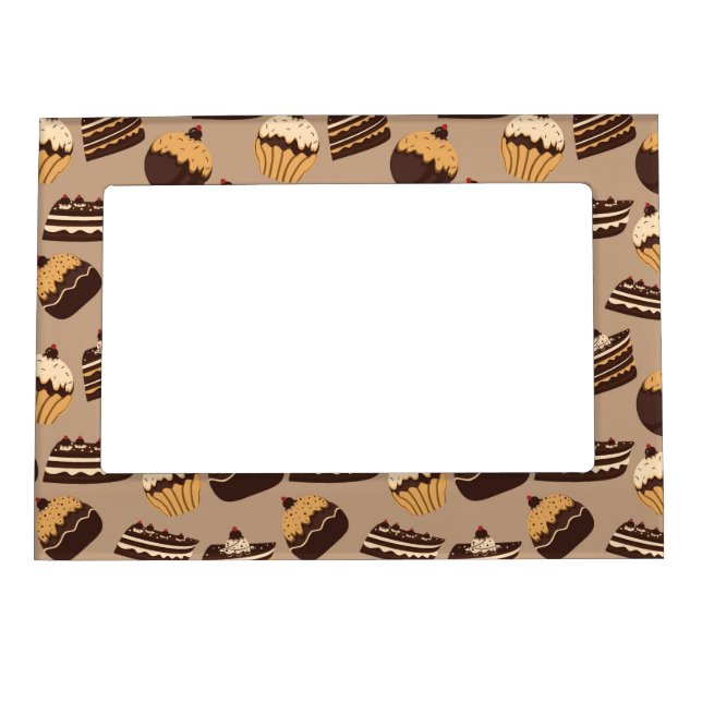 Chocolate and pastries pattern 3 magnetic photo frame (Front)