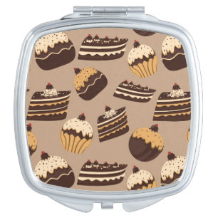 Chocolate and pastries pattern 3 makeup mirror