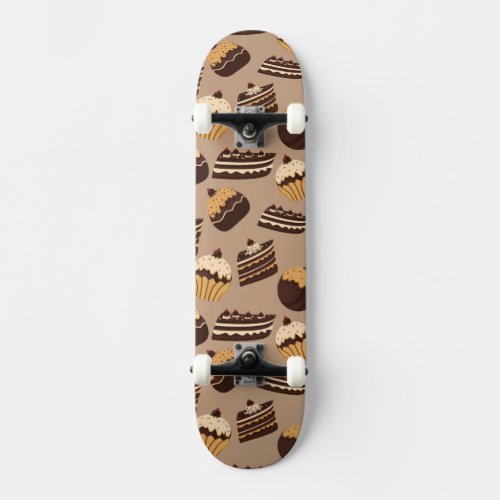 Chocolate and pastries pattern 3 skateboard deck