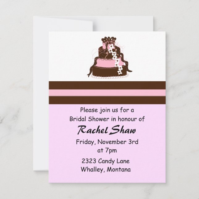 Chocolate and Pink Bridal Shower Invitation (Front)