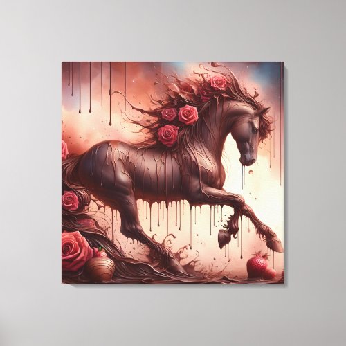Chocolate and Roses Stallion Canvas Print