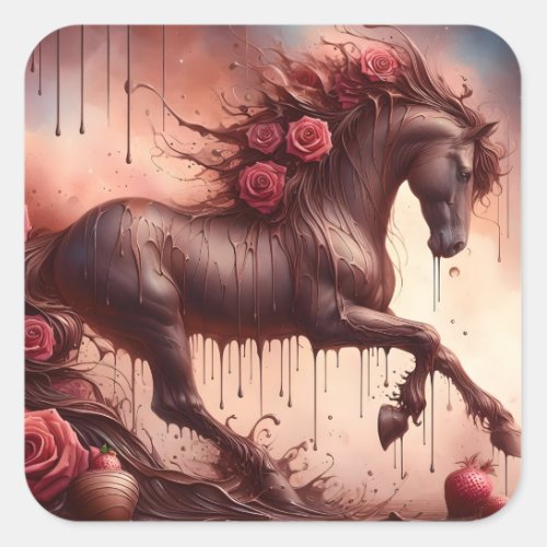 Chocolate and Roses Stallion Square Sticker