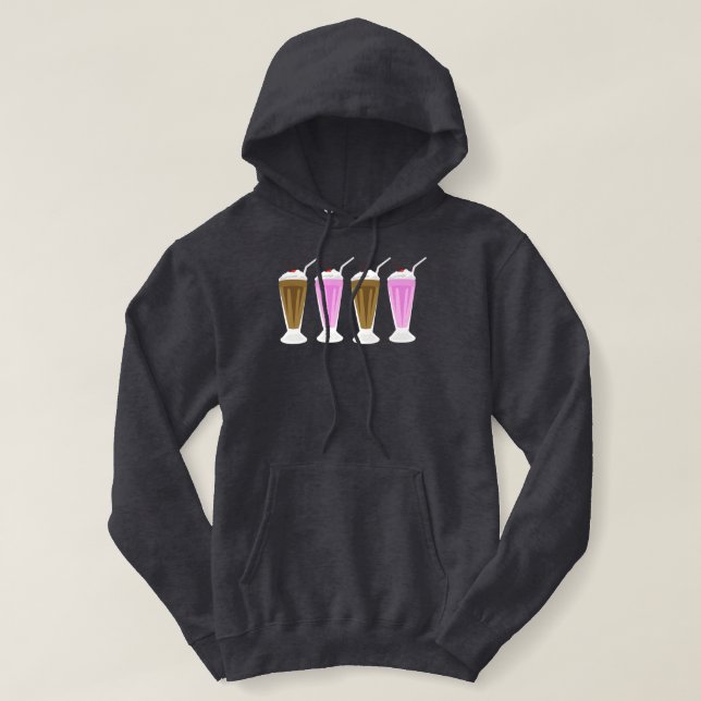 Chocolate and Strawberry Milkshakes  Hoodie (Design Front)