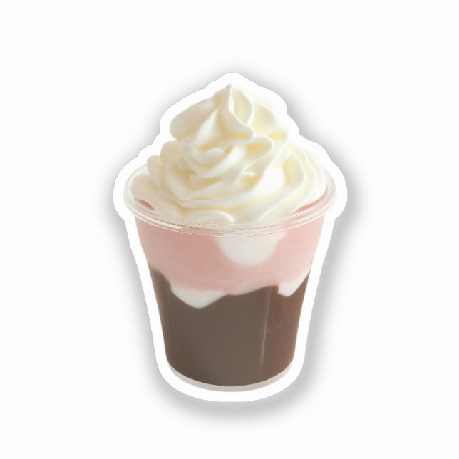 Chocolate and Strawberry Whipped Cream Cup Sticker (Front)