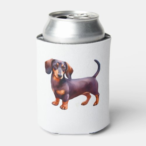 Chocolate and Tan  Cream Dachshund Painting _ Wein Can Cooler