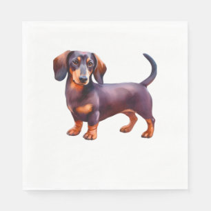 Chocolate and Tan Cream Dachshund Painting - Wein Napkins
