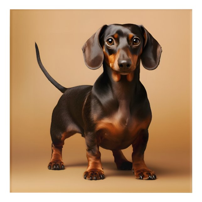 Chocolate and Tan Dachshund Dog Acrylic Print (Front)