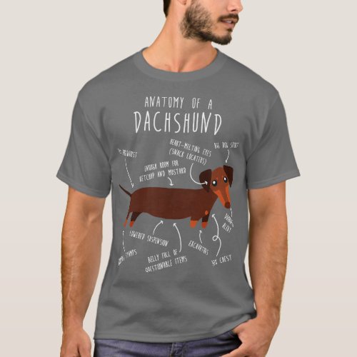 Chocolate and Tan Dachshund Dog Anatomy T_Shirt