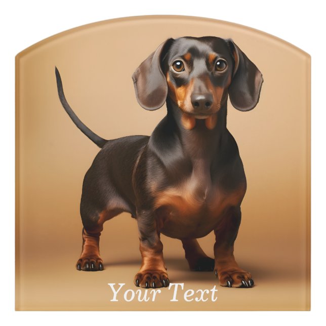 Chocolate and Tan Dachshund Dog Door Sign (Contour Front)